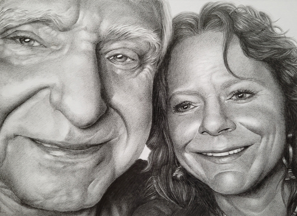 Pencil drawing of a couple