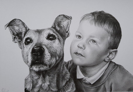 Dog & child drawing