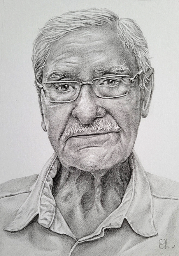 Pencil drawing of a older man