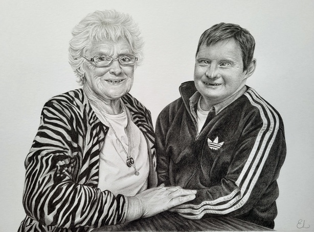 Mother and Son pencil drawing